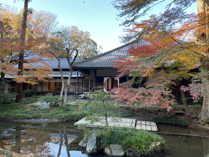 明月院の丸窓から見た風景