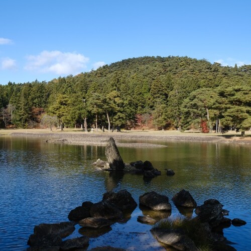 世界遺産奥州平泉毛越寺の紅葉の写真