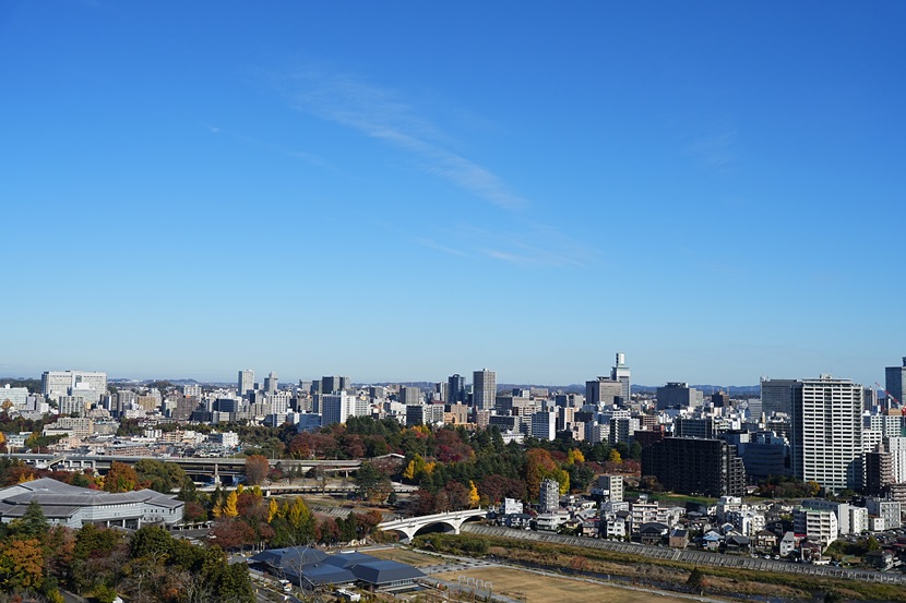 仙台を一望する仙台城跡からの眺望風景